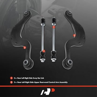 A-Premium Set of 4, Rear Upper Rearward Control Arm, Sway Bar Link | Compatible with Chevrolet Traverse 09-17, GMC Acadia 09-17, Acadia Limited 07-16, Buick Enclave 08-17, Saturn Outlook 07-10