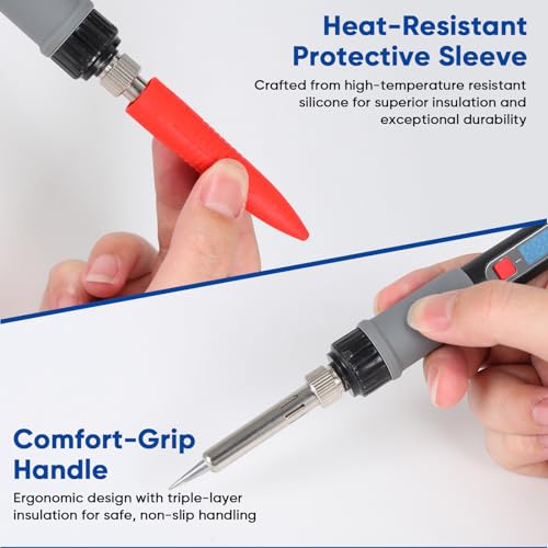Soldering Iron Kit, 60W Soldering Tools with LCD Digital Display, 180°-500°C / 356°-932°F Adjustable Temperature, 5 Tips for Electronics Repair, Jewelry, DIY Projects