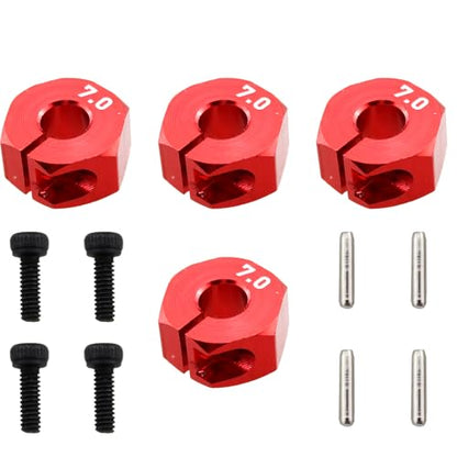 TAODAN 1 Set 12mm OD Red Aluminum Hex Wheel Adapter Tire Screw Type Combiner Remote App Controlled Vehicle Part