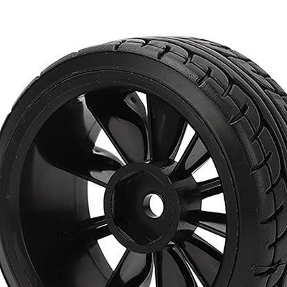 RC Wheels and Tires, 4Pcs Plastic, Rubber 1/10 RC Drift Car Tires RC Drift Hard Tires Set for TT02 1/10 RC car
