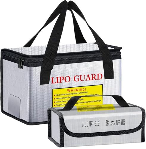 260 * 130 * 150mm +185 * 75 * 60mm Lipo Battery Safe Bag Fireproof Explosionproof for Lipo Battery Storage and Charging Home Office Travel Fireproof Safe Storage Pouch - size: 260*130*150&185*75*60mm