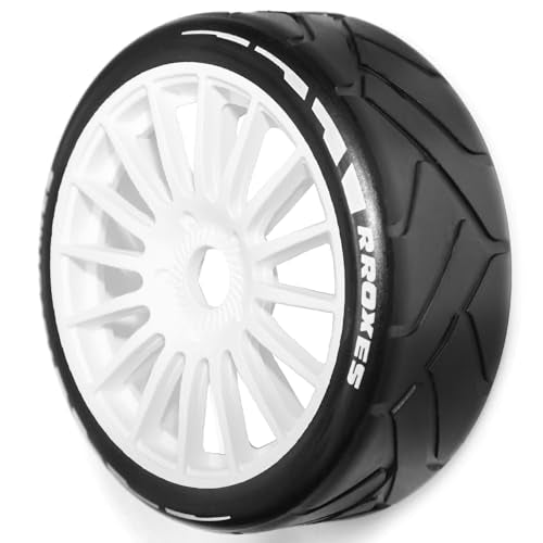 4PCS RC Off-Road Buggy 1:8 Tires and OD 103mm Arrow Pattern Hex 17mm Wheel Rims for 1:8 Scale RC On-Road Racing Car HPI WR8 HSP Hobao ARRMA Redcat Losi Kyosho VRX RC Rally Drift Car (C)