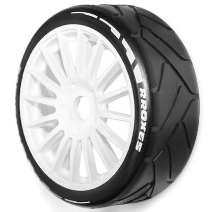 4PCS RC Off-Road Buggy 1:8 Tires and OD 103mm Arrow Pattern Hex 17mm Wheel Rims for 1:8 Scale RC On-Road Racing Car HPI WR8 HSP Hobao ARRMA Redcat Losi Kyosho VRX RC Rally Drift Car (C)