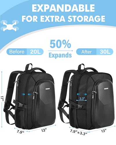 Neo 2 Case, for DJI RC 2, RC-N3 / RC-N2 Controller, Drone Backpack | Fits 15.6'' Laptop, Expandable, 30L Waterproof Drone Backpack, Hard Carrying Case for DJI Fly More Combo, Travel Backpack