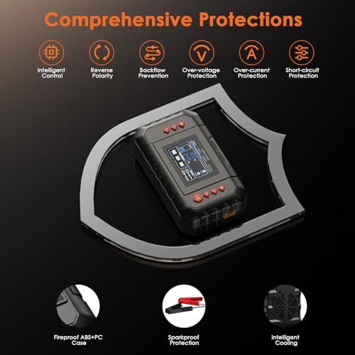 WAVLINK 35-Amp Smart Battery Charger, 6V/12V/24V Car Battery Charger | LCD Display, Lead-Acid/Lithium/LiFePO4 Compatible, Battery Maintainer & Desulfurizer for Cars, Boats, Motorcycles - color: 35-AMP