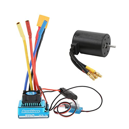 Keenso RC Brushless Motor ESC Combo, Aluminum Alloy HighPerformance 3650 2300KV Brushless Motor 120A ESC for 1/10 1/8 RC Cars