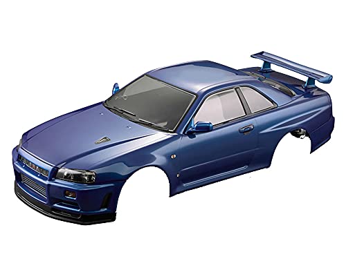 Killerbody 1/10 RC Painted Skyline GTR BNR34 195mm Touring Drift Car Body (Metallic-Blue) - color: Metallic-blue