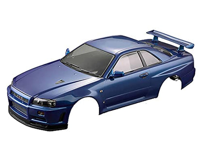 Killerbody 1/10 RC Painted Skyline GTR BNR34 195mm Touring Drift Car Body (Metallic-Blue) - color: Metallic-blue