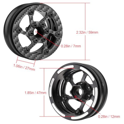 HobbyPark Carbon Fiber 1.9 Beadlock Wheels Rims for TRX4 SCX10 1/10 Crawler Car 1.9 inch Beadlocks Upgrades (Style C) - style: Style C
