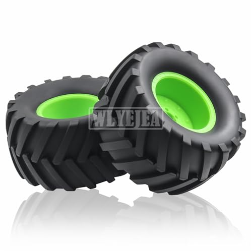 4PCS 1/8 Scale RC Monster Truck Rubber Tire w/17mm Hex Plastic Wheel Rim 173mm/91mm Rubber Rocks Tyres Set Fit for 1/8 Traxxas Sledge 95076-4 Arrma Kraton 6S Typhon 3S HSP HPI Redcat Kaiju - color: 1/8 Green