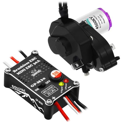 GOUPRC 30A Brushless ESC & 1224 4500KV Brushless Outrunner Motor with Transmission for SCX24 RC Crawler Axial 1/24 RC Crawler - color: Black Transmission