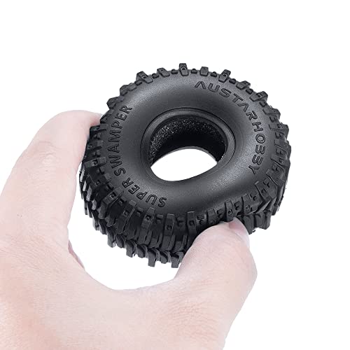 4PCS Rubber Micro 1" RC Wheel Tires 62mm for All 1/24th Axial SCX24 Deadbolt,C10,JLU CRC,Bronco RC Crawler Truck Car - color: A Style