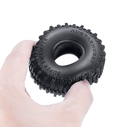 4PCS Rubber Micro 1" RC Wheel Tires 62mm for All 1/24th Axial SCX24 Deadbolt,C10,JLU CRC,Bronco RC Crawler Truck Car - color: A Style
