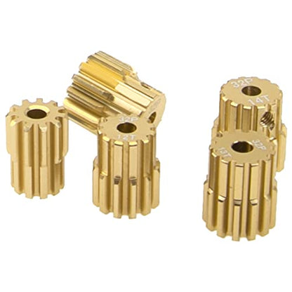 Aluminum Alloy 32 Pitch Pinion Gear Set 3.175mm Shaft 11T 12T 13T 14T 15T Motor Gears Compatible with Tamiya Kyosho RedCat Losi Axial Traxxas 1/10 RC Car
