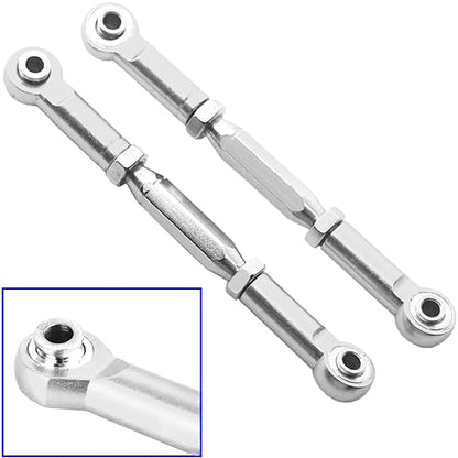2PCS RC Front Rear Metal Steering Servo Link 70-90mm Adjustable Turnbuckles Camber Linkage Rod Ends Compatible with Traxxas Slash 4x4 5807 Stampede HQ727 1/10 RC Car Upgraded Parts,Sliver
