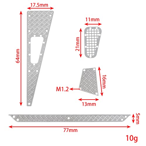 MEUS RACING Metal Hood for Skid Plate and Pedal for TRX4M Defender Bronco K10 F150 1/18 RC Crawler Car, 8pcs RC Decoration Set