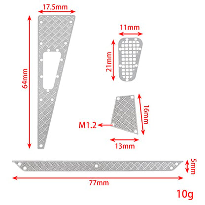 MEUS RACING Metal Hood for Skid Plate and Pedal for TRX4M Defender Bronco K10 F150 1/18 RC Crawler Car, 8pcs RC Decoration Set