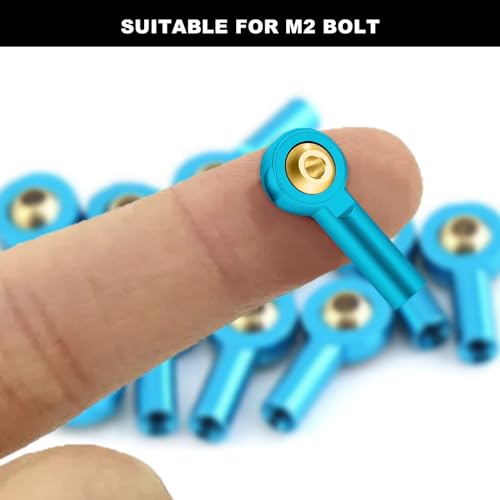 kingsea 10 Pcs Steering Linkage Tie Rod End M2 Ball Joint Linkage Tie Rod End for RC Car Boat Truck, Blue - color: Blue