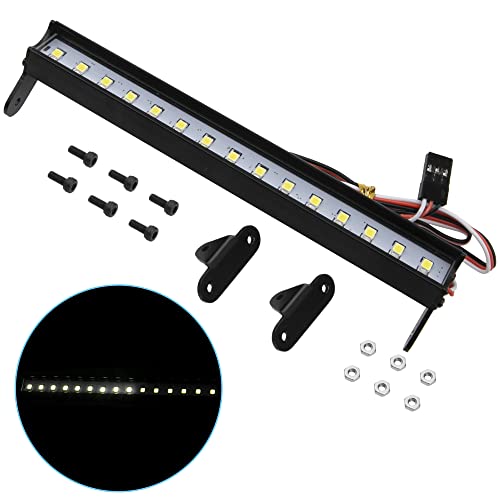 5.51" RC 15Led LED Light Bar Kit Roof Lamp Body Shell Roof Light Compatible with Traxxas TRX-4 SCX10 Wraith 90046 D90 SCX10 II CC01 Redcat Gen7 Gen8 1/10 RC Crawler Car Truck (White)