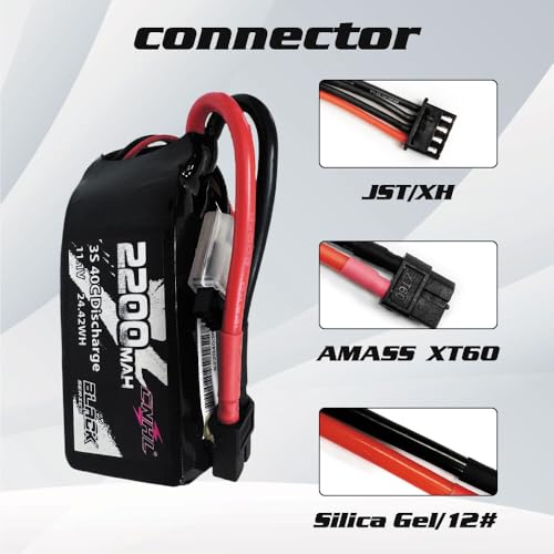 CNHL 2200mAh 3S Shorty Lipo Battery 11.1V 40C XT60 Plug (2 Packs) | Lightweight pack fits tight chassis for predictable control on technical terrain crawlers, light planes, and helis.