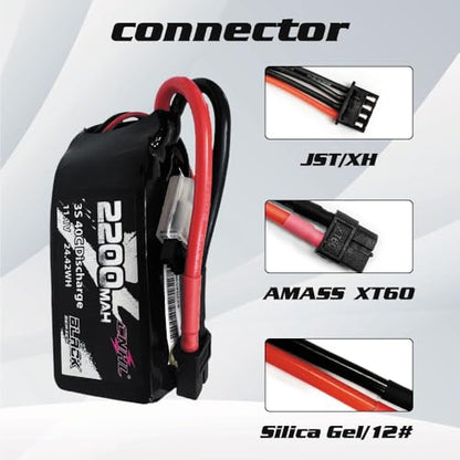 CNHL 2200mAh 3S Shorty Lipo Battery 11.1V 40C XT60 Plug (2 Packs) | Lightweight pack fits tight chassis for predictable control on technical terrain crawlers, light planes, and helis.