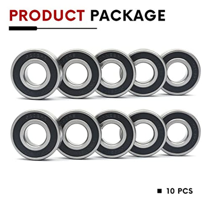 10 PCS 6203-2RS Double Rubber Sealed Deep Groove Ball Bearings 17x40x12mm, Deep Groove Ball Bearing ABCE-3 Pre-Lubricated, Chromium Bearing Steel (6203-2RS, 10) - size: 6203-2RS