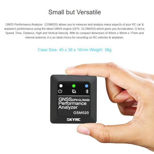 SKYRC GSM020 GNSS Performance Analyzer GPS+GLONASS Speedometer, BT Enabled Race Data Logger and Speed Tracker for RC Car Airplane Helicopter Drone