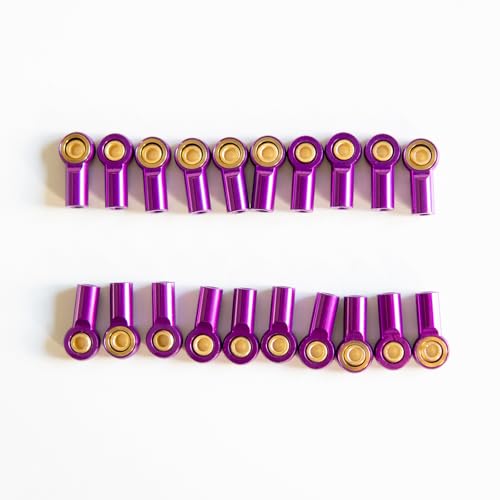 [20Pcs] M3 RC Ball Joint Rod End Links, CNC Aluminum Alloy M3 Rod Ends with Gold-Plated Copper Ball, Precision Linkage Ends for 1/10 RC Crawler Axial SCX10, Traxxas, Tamiya, Redcat -Purple - color: Purple