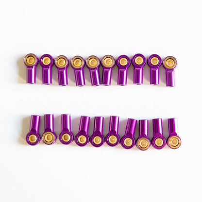[20Pcs] M3 RC Ball Joint Rod End Links, CNC Aluminum Alloy M3 Rod Ends with Gold-Plated Copper Ball, Precision Linkage Ends for 1/10 RC Crawler Axial SCX10, Traxxas, Tamiya, Redcat -Purple - color: Purple