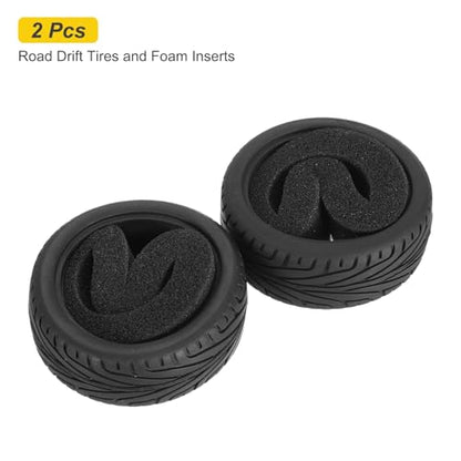 MECCANIXITY 2 Pcs RC 1/10 on Road Car Tire, Rubber Super Soft Tyre Racing Drift Tires with Foam Insert for RC 1:10 HPS TT01 Touring Drift Car Wheel Rim Upgrades Checkered Pattern