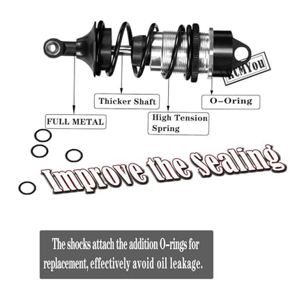 Shock Absorber Upgrades for 1/7 Felony 6S BLX,Infraction 6S BLX,Limitless Roller Speed Bash,4Pcs Front Rear RC Shocks Damper Parts,Adjustable Hop Ups,Replace #ARA330627,Black - color: Black