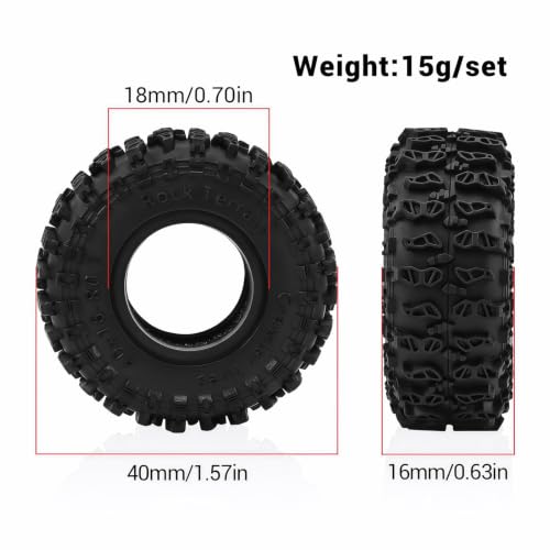 for SCX30 0.7" Swamp Claw Tires 40x16mm (1.57x0.63in) for Ascent-32 1/30 1/32 RC Crawler – Super Soft Sticky Rubber, Foam Inserts (4pcs) - color: Black B