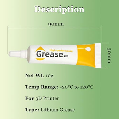 5-Pack 3D Printer Parts Lubricant Optical Axis Grease Gear Grease | Guide Grease, For Bambu Lab X1 X1C P1P P1S A1 Mini, Kobra 2 Series, Neptune 4, Ender 3 V3 KE/Ender 3 V3/CR10-SE