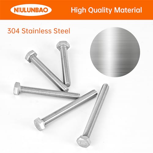 M6 x 40mm 45mm 50mm 55mm 60mm Heavy Duty Hexagon Bolts Hex Head Screws, 304 Stainless Steel, Metric, Machine Fully Thread, Bright Finish, Assortment Kit 25PCS - size: M6 x 40/45/50/55/60mm (25PCS)