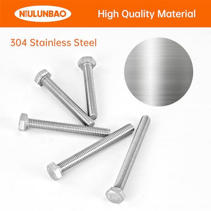 M6 x 40mm 45mm 50mm 55mm 60mm Heavy Duty Hexagon Bolts Hex Head Screws, 304 Stainless Steel, Metric, Machine Fully Thread, Bright Finish, Assortment Kit 25PCS - size: M6 x 40/45/50/55/60mm (25PCS)