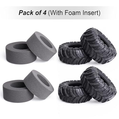 HobbyPark 2.2 Mud Tires Crawler Tyres fit 2.2 Beadlock Wheels for Traxxas TRX4 Axial SCX10 II III Redcat Gen8 Gen7 Everest 10 Rock Crawling with Foam, 4Pcs