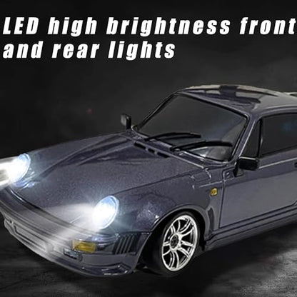 LDRC 1898 1:18 RC Drift Car 911 2.4GHz RWD with Gyroscope on-Road Alloy Body Shell Racing Cars Radio Control (Purple)