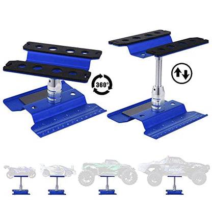 Aluminum Alloy RC Car Work Stand Repair Workstation 360 Degree Rotation Lift Or Lower for 1/8 1/10 1/12 Scale Cars Trucks Buggies