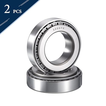 2 Pack 32007 Tapered Roller Bearing Cone and Cup Set | 35mm Bore 62mm OD 18mm Cup Width, Chrome Steel Taper Bearings Set, ABEC-3 - size: 32007