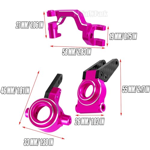 RC Aluminum Caster Block,Steering Blocks,Rear Stub Axle Carriers w/Bearings Upgrades Part for 1/10 Senton/Granite/BigRock/Vorteks/Typhon 3S Blx 4X4 Mega 550,Pink