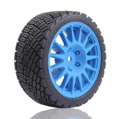 68mm 4PCS 1/10 RC On-Road tires and Hard Plastic wheels set Hex 12mm For WRC Drift Car Conversion 1/10 RC On-Road Car Traxxas Tamiya FW06 TT02 HPI HSP 94122 Kyosho W76 (Blue) - color: Blue