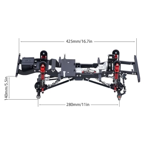 RC Crawler D90 Chassis Frame Builders Kit with Transmission and Gearbox Transfer Case for SCX10,TRX4,D90 DIY Upgrades