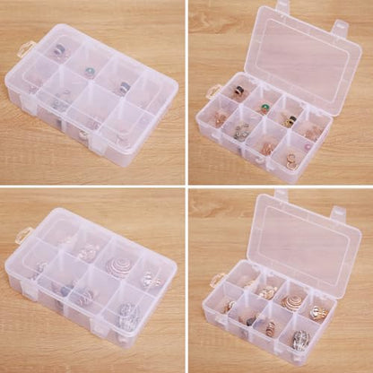 Vidifor 2 Packs 8-Compartments Art Supply Container, Clear Plastic Organizer Box with Dividers for Crafts Jewelry Fishing Tackles Hardware Metal - size: Small 8 grids 2pcs with dividers
