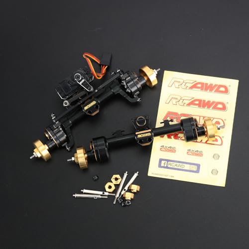 RCAWD 12mm Widen & 30% Upgrades 12T Gear SCX24 Portal Axle Set 160g & Brass Weights Hex, Shell & 8g RC Servo & Servo Mount for Bronco C10 Deadbolt Wrangler JLU CRC JT Gladiator Dodge Power Wagon