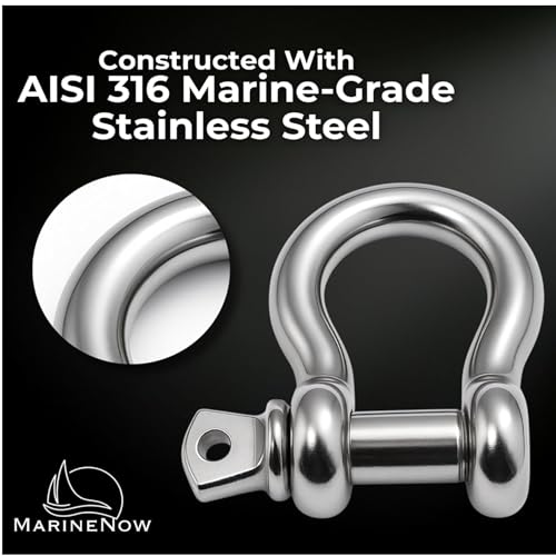 316 Stainless Steel Bow Shackle with Oversized Screw Pin, Marine-Grade Hardware for Anchor Lines, Towing, Dinghies, Canoes, Trailers, Utility Tie-Downs & Off-Road Recovery - size: 3/8" with 1/2" Pin 1.1T WLL, style: 10-Pack