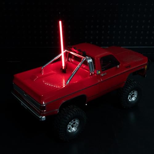 2PCS LED Whip Light Side Fixed for 1/18 SCX24 1/24 Deadbolt JLU C10 TRX4M(RED) - color: Red