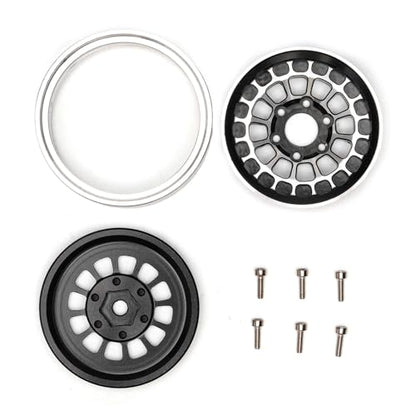 1.3” Aluminum Beadlock Wheels, -4.53mm Offset CNC 7 mm Hex Rims for 1/18 1/24 RC Crawler TRX4M, Axial SCX24 AX24, Redcat Ascent-18, FMS FCX24, 4 pcs, Black - color: Black