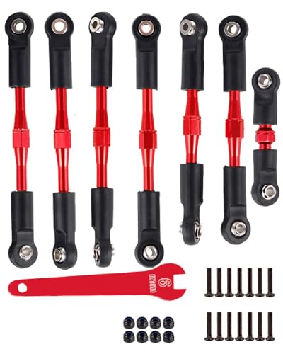 Adjustable Turnbuckles Upgrades Part for 1/10 Slash/Rustler/Stampede/Bandit VXL 4WD, Adjustable Turnbuckles Camber Links Toe Link,7PCS Red - color: Red/7pcs