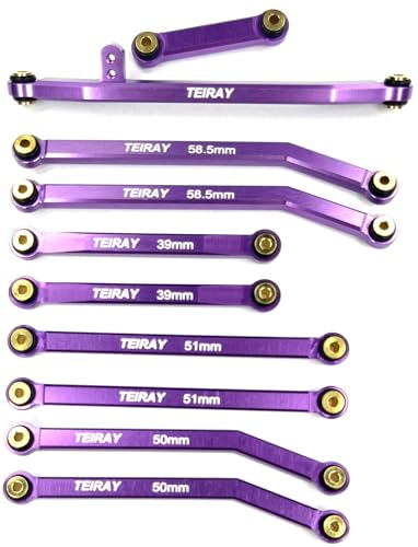 SCX24 Links Upgrades High Clearance RC Crawler Car Steering Rod Tie for AXIAL 1/24 SCX24 AXI00001 C10 AXI00002 Wrangler JLU AXI00006 Bronco (Purple) - color: Purple
