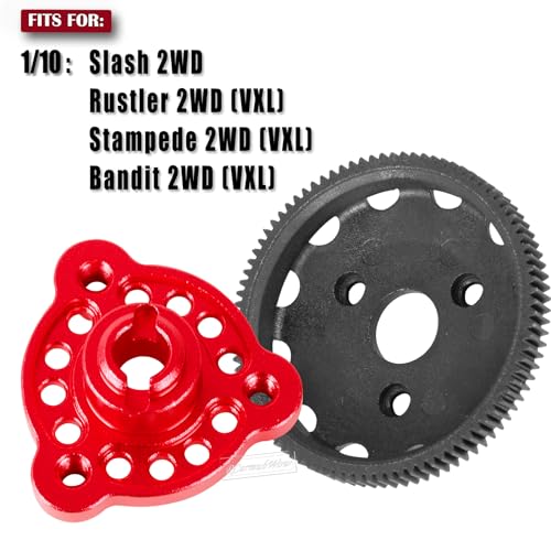 RC 48P 76T 83T 86T 90T Spur Gear &Transmission Gear &Slipper Clutch &Pressure Plate &Slipper Rebuild Kit Upgrades Part for 1/10 Slash 2WD,Rustler/Stampede/Bandit 2WD VXL,Red - color: Red(1set)